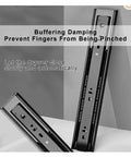 Heavy Duty Soft Close Ball Bearing Drawer Slides Full Extension Side Mount 35 Cm 13.8 Inch Pair black close-up showing damping feature.