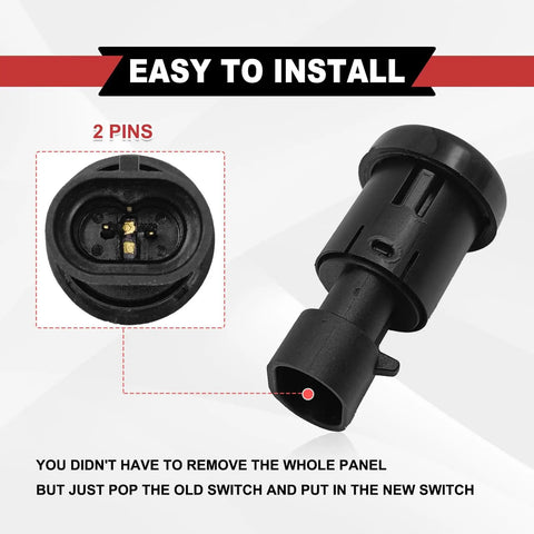 Rear Liftgate Window Glass Release Switch Button Replacement for 2007-2014 GM SUVs, two-pin connector, black.