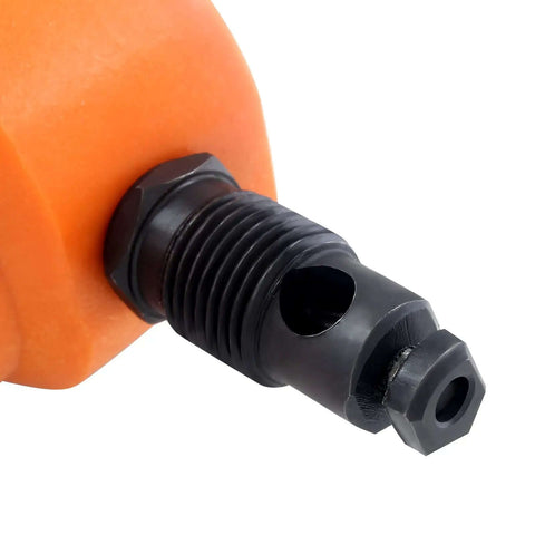 Close-up of Orange Multipurpose Double Head Sheet Nibbler Metal Cutter Drill Attachment for precise clean cuts on various materials.