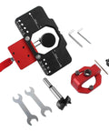 35mm Metal Concealed Hinge Jig with Quick Clamp and Dust Vacuum Adapter for woodworking and cabinet installation.
