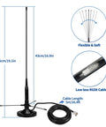 Go-To Dual Band Vehicle Ham Radio Antenna With Ground Planes Magnetic Base Mount For 136-174 MHz VHF And 400-470 MHz UHF