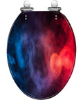 Toilet Seat Elongated Resin for Halloween Decor with colorful smoke design, perfect for festive bathroom decor.