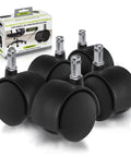 Black office chair caster wheel replacement set of 5