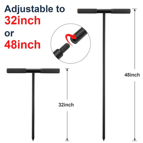 Soil Probe Rod 48 Inch Metal Locator Tool For Septic Tanks Underground Pipes Gopher Runs And Garden Soil Testing sharp tip