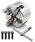 Rugged 100mm Independent Lathe Chuck 4 Jaw Grips 4 Inch Capacity 3500 RPM Hardened Steel Construction with bolts and wrench