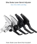 Four bike brake lever barrel adjusters with M10 screws, aluminum alloy, in black and silver. Note: brakes not included.
