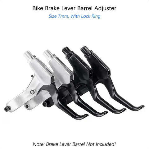 Four bike brake lever barrel adjusters with M10 screws, aluminum alloy, in black and silver. Note: brakes not included.