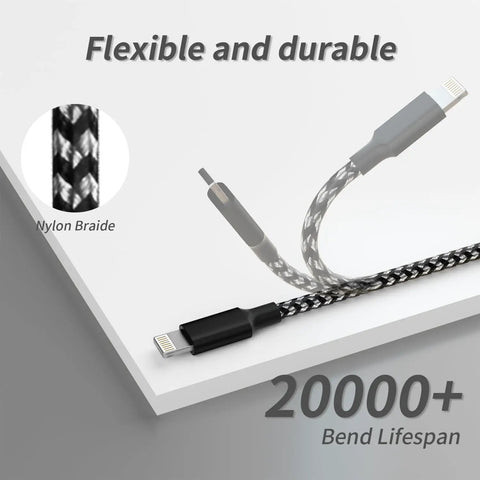 All In One 3 Port USB Charging Cable Kit For Type C Micro USB And Lightning Devices 4 Foot Multi Charger nylon braided