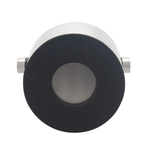 Top view of an Espresso Knock Box Built Tough From Stainless Steel, Removable Knock Bar, And Non Slip Rubber Base, Easy Clean Silver.
