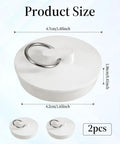 Heavy Duty Rubber Sink Stopper And Bathtub Drain Plugs Built Tough With A Slick Hang Loop Gives You A Rock Solid Leak Free Seal For Any Universal Tub Shower Or Laundry Setup White Two Pack, showing sizes: 4.7cm and 4.2cm.