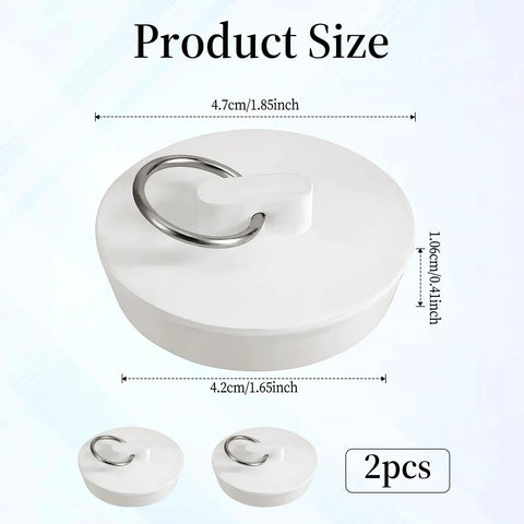 Heavy Duty Rubber Sink Stopper And Bathtub Drain Plugs Built Tough With A Slick Hang Loop Gives You A Rock Solid Leak Free Seal For Any Universal Tub Shower Or Laundry Setup White Two Pack, showing sizes: 4.7cm and 4.2cm.