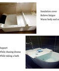 Chill Mode On With This Premium Foldable Insulated Bathtub Cover And White PVC Bath Tray on a bathtub, designed for relaxation and convenience.