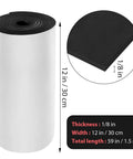 Heavy Duty Self Adhesive Neoprene Closed Cell Foam Sheet For Badass DIY Builds And Crafts With Hella Stick Power And A Nasty Waterproof Seal In Black Measuring 12 By 59 Inches, showing dimensions and thickness.