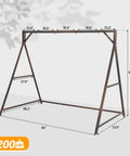 7 Foot Rattan Porch Swing Frame Heavy Duty Outdoor Stand With Metal Frame 4 Hanging Rings for Backyard, Patio, or Garden