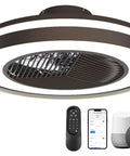 Smart Ceiling Fan With Lights Remote Control Dimmable LED Lighting 20 Inch Enclosed Bladeless Fan Semi Flush Mount 2 4 GHz