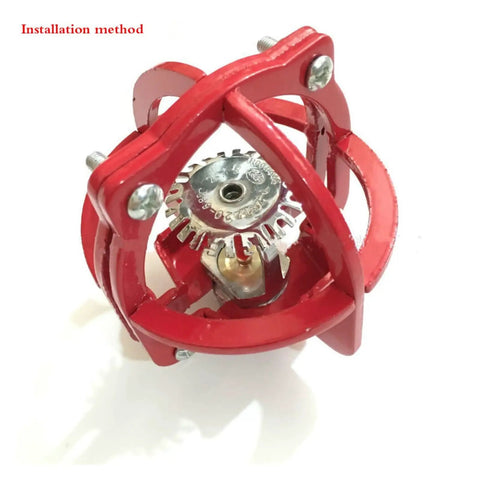 Heavy Duty Fire Sprinkler Head Protection Cage Bracket For DN15 And DN20 Systems crafted from solid stainless steel with red guard.