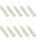 Top view of a 10 Pack 10W 5 Ohm Ceramic Cement Power Resistors Kit Wirewound DIY Electronics Resistors For Projects Durable Cement Body