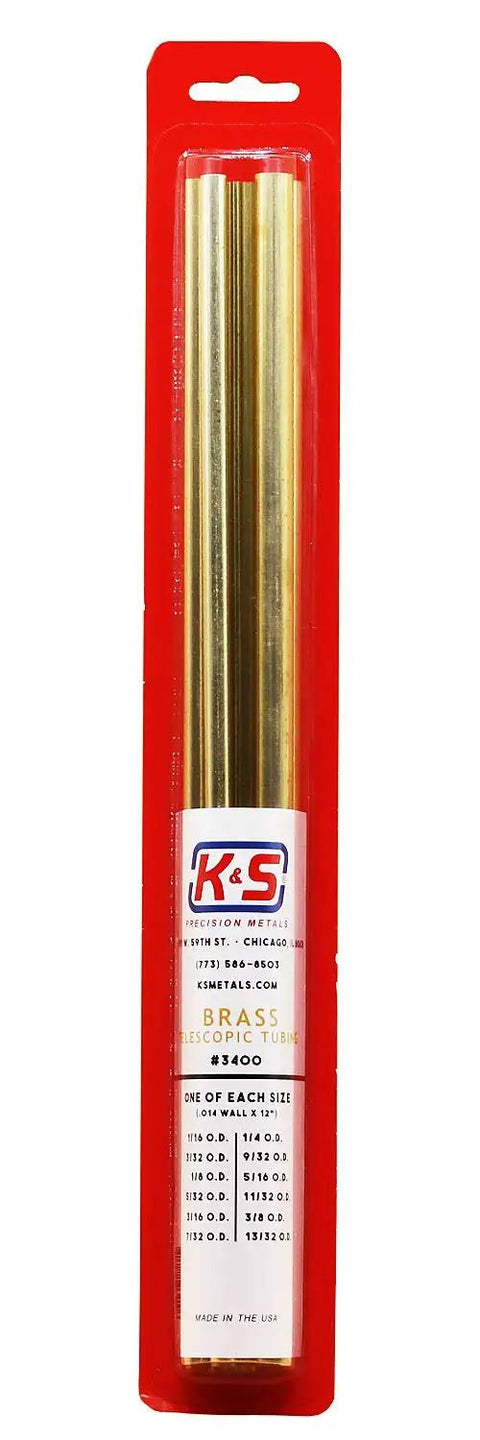 Aluminum Telescopic Tubing Assortment Set With 12 Tubes From One Sixteenth To Thirteen Thirty Second Inch OD 12 Inch Length Point Zero One Four Inch Wall Great For DIY Projects Handy Folks And Model Builders Made In USA