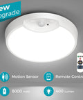 Rechargeable Motion Sensor Ceiling Light with remote, 7.5 inch LED fixture for closets, hallways, stairs, motion detection.