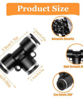 Push To Connect One Quarter Inch Pneumatic Fittings Kit With Tee Union And T Shaped Quick Connect Air Hose Fittings Black Plastic