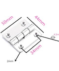 Heavy Duty Stainless Steel Door Hinges With Two Ball Bearings For Quiet, Smooth Opening And Closing In Mechanical Equipment, Electric Panels And Industrial Enclosures, Weather Resistant, Flat Profile With Rounded Corner Design, 50x44mm