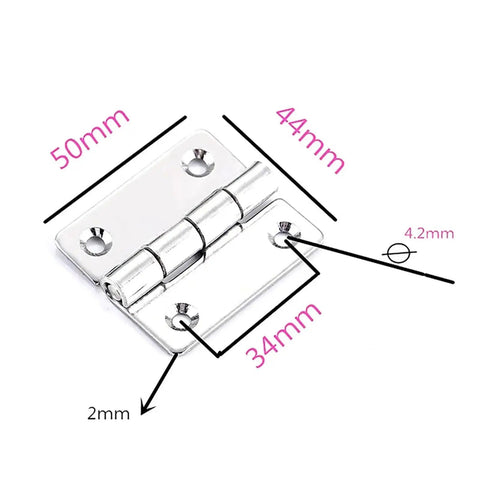 Heavy Duty Stainless Steel Door Hinges With Two Ball Bearings For Quiet, Smooth Opening And Closing In Mechanical Equipment, Electric Panels And Industrial Enclosures, Weather Resistant, Flat Profile With Rounded Corner Design, 50x44mm
