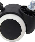 Slick Rolling Office Chair Wheels With Silent Non Marking Pu Twin Rollers For Smooth Desk Ride And Hardcore Floor Guarding showing a close-up of a caster.