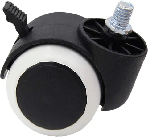 Slick Rolling Office Chair Wheels With Silent Non Marking Pu Twin Rollers For Smooth Desk Ride And Hardcore Floor Guarding showing a close-up of a caster.