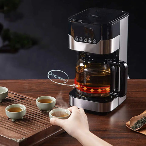 Smart Drip Coffee Maker With 24 Hour Timer, LCD Display, 1.5L Glass Thermal Carafe, Dishwasher Safe Permanent Filter on kitchen counter
