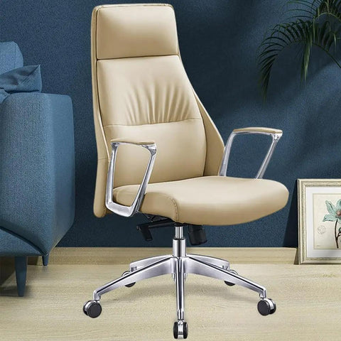 Super Comfy Ergonomic Office Chair Executive Swivel Seat With High Back Support Slick Leather Cushion Sturdy Padded Arms Built Tough Smooth Ride Daily Grind Desk Upgrade