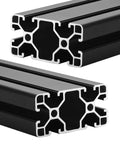 Two black 40x80 T Slot Aluminum Extrusion For 3D Printer Frames And CNC DIY Builds Black Two 1220mm Pieces Long Heavy Duty Aluminum Rails