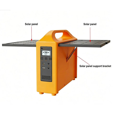Hella Solid 200W Portable Solar Power Station With Built In Foldable Panel 12V 20Ah Lead Acid Battery showcasing solar panels and control panel.