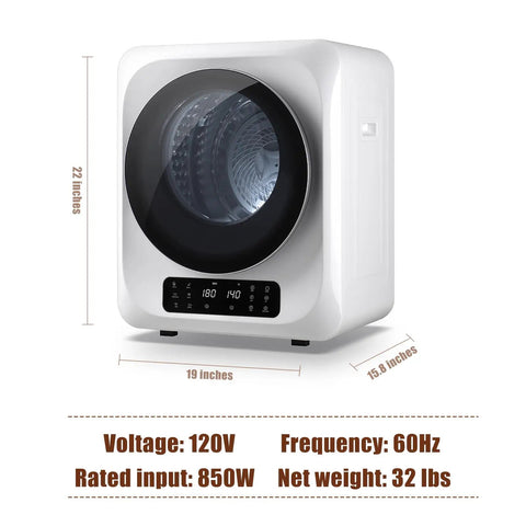 Straight Up Solid Portable Washer And Dryer Combo, 18 Lbs Full Automatic Machine, 1600 Rpm Spin Speed, No Stress Boot Dryer Function, Compact Laundry Center For Apartments Rv Dorms And Van Life Setup showcasing the dryer with a sleek design.