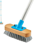 Heavy Duty Deck Scrub Brush with 60 Inch Long Handle for Moss Removal on Rough Surfaces Stainless Steel Wire Bristles