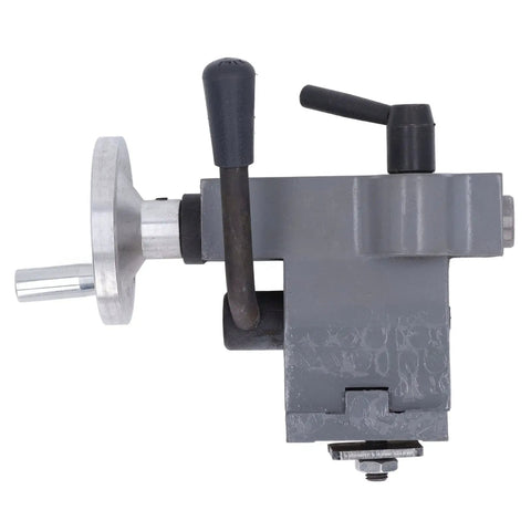 Real Deal Mini Lathe Tail Center Rock Solid Die Cast Replacement With Rustproof Coating and Smooth Adjustable Sleeve Extension Fitting 7x14 and 7x12 Metal Lathes showing top view of precision die cast aluminum unit.