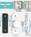 90 Degree And 180 Degree Barn Door Lock Zinc Alloy Flip Gate Latch Hardware For Bathroom Bedroom Fence Garage Cabinet Outdoor White Finish