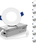 Meconard 6 Pack 3 Inch 5CCT LED Recessed Lighting, Canless Wafer Downlight with junction box and white trim.