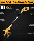 Cordless Tiller Cultivator For Lawn And Garden, 330 RPM Electric Garden Tiller With 9.3 Inch Width And 6.3 Inch Depth, Tool Only No Battery