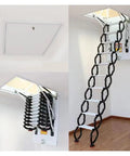 Game Changing Electric Attic Ladder With Ultra Smooth Pull Down Motion and Rock Solid Folding Loft Stairs shown with opened access and wide treads.