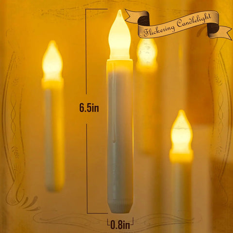 24 Pack Flameless Taper Candles With LED Flicker, Battery Operated No Remote, 6.5 Inch Warm Yellow Dripless Candlesticks