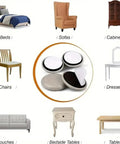 Heavy Duty Furniture Sliders 8 Pack Moving Pads for hardwood floors and carpet with different furniture types around them.