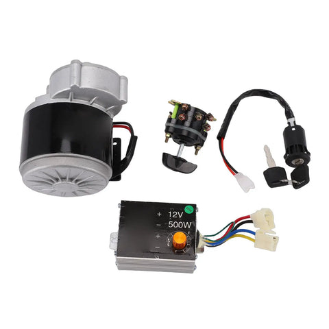 Beefed Up Gear Reduction Electric Motor Kit 12V 500W With Speed Knob Controller Reversing Switch And Ignition components