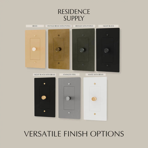 Solid Brass Dimmer Switch With Knurled Rotary Knob, 120V AC UL Listed Flicker Free Dimming, Old School Vintage Style Wall Control For Historical Homes, Handcrafted Brass Construction, Long Lasting Luxury. finish options