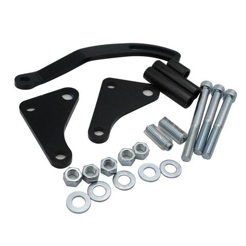 Upgrade Your Classic Chevy Build With This High Performance Power Steering Pump And Water Pump Kit For Small Block V8 Engines Like 350 400 Featuring Precise Fitment For Long Water Pump Applications With Smooth Operation black steel brackets, bolts, washers