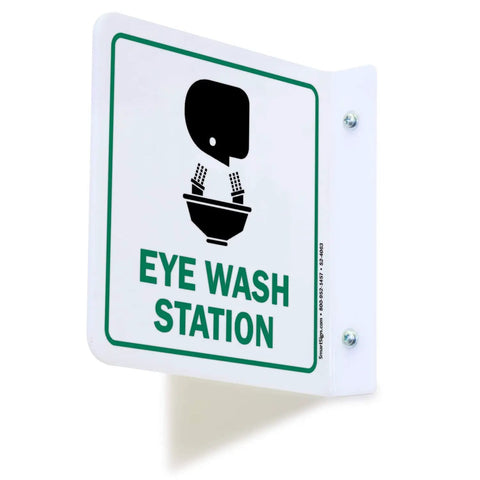 Eye Wash Station Projecting Sign 6x6 Acrylic Durable 118 Mil Message Directly Printed for Extra Strength Dual Direction Visibility Easy to Spot in Emergencies Locates First Aid Gear and Evacuation Routes
