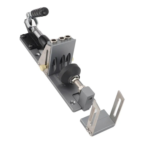Heavy Duty Adjustable Aluminum Pocket Hole Jig Kit Featuring Precision Angle Guide And Step Drill Wrench for clean wood joinery.