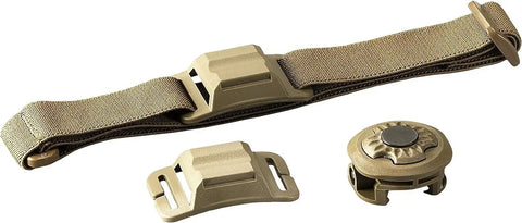 Head strap components for Sidewinder Compact II Military Angle Head Flashlight Kit With E Mount, 185 Degree Tilt, in khaki color.