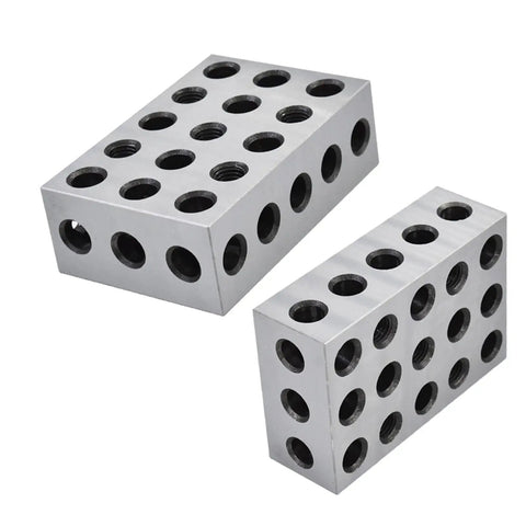 Precision Machinist Milling Blocks Two By Four By Six Inch Hardened Tool Steel Work Holding Set with 23 clamping holes.