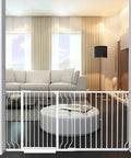 Extra Wide Baby Gate For Stairs And Doorways, Pressure Mount Pet Gate, White Metal Indoor Safety Gate, 62 To 72 Inches