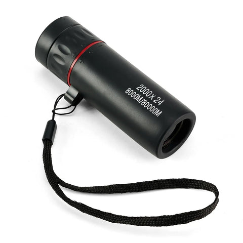 Grab And Go Monocular Telescope With Focusing Optics Waterproof Non Slip Grip Ideal For Adults Compact Lightweight Black For Outdoor Adventures, Bird Watching, Travel, And Wildlife Viewing. Black monocular telescope with wrist strap and focus ring